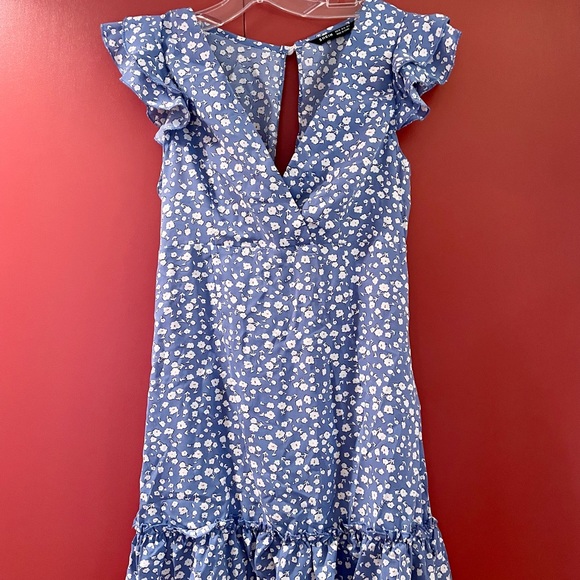 Blue Shein Floral Ruffle Dress - Picture 2 of 10